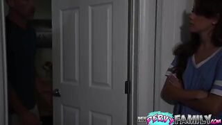 Skinny teen Selena Love creampied by her stepdad in rough action