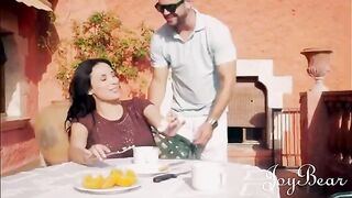 Busty brunette Anissa Kate enjoys a passionate holiday affair
