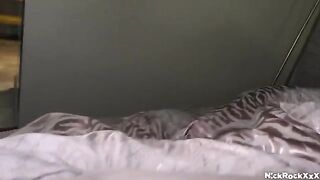 A huge hairy ass of a Caucasian teen gets smashed on the bed
