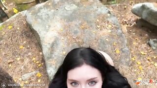 Babe fucked hard in the woods by a guy with a big cock