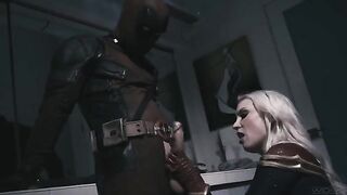 Deadpool fucks blonde Captain Marvel with big tits in a steamy scene