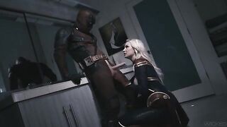 Deadpool fucks blonde Captain Marvel with big tits in a steamy scene