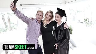 The busty stepmom Kenzie Taylor rewards her stepson with a wet pussy for his graduation