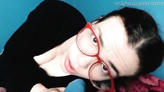 A nerdy redhead has sex with her friend while her mom is nearby