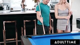 Cute neighbors Paige Owens and Kay Lovely are playing strip pool