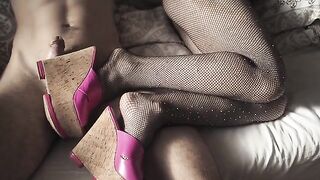 A seductive woman in stockings and high heels is always ready to please