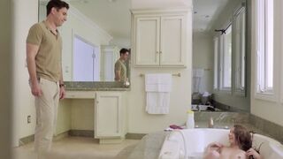 Step sister gives her opinion about stepbrother's big bath dick