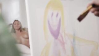 Art teacher's class gets too hot for two cute girls London River and Kayley Gunner