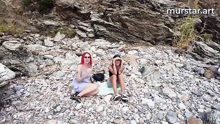 Bunch of stupid whores got fucked by bloggers on the beach, a wild scene