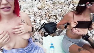 Bunch of stupid whores got fucked by bloggers on the beach, a wild scene
