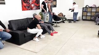 Backstage Mega Gangbang with Russian star Monika Fox, intense and wild