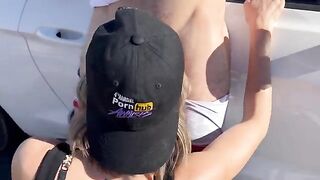 A wife is having fun with two friends on the Nevada desert road