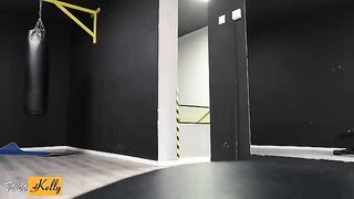 I got crushed on my fitness colleague, so we had sex in the gym restroom