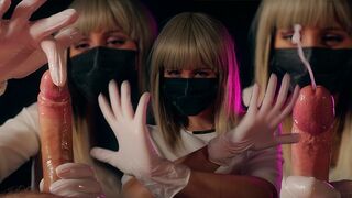 A crazy nurse in latex gloves brings unbelievable pleasure and ruins orgasm