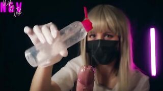 A crazy nurse in latex gloves brings unbelievable pleasure and ruins orgasm
