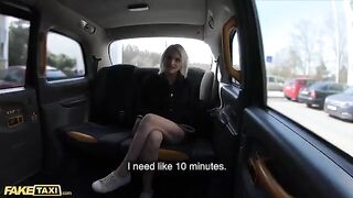A cute young model gets her pussy stretched in Fake Taxi
