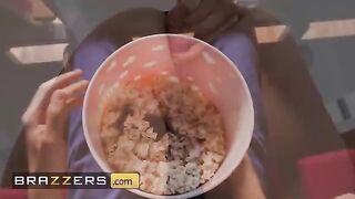 Naughty woman Tina Fire has anal sex in the popcorn machine