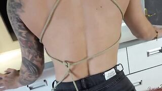 A stepbrother fucks his sister-in-law in her short jeans