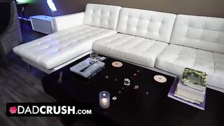 The stepdaughter Kenzie Madison is teasing her stepfather in a naughty way