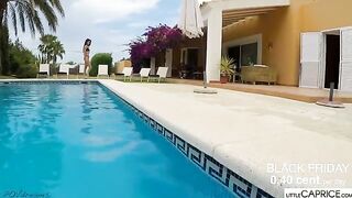 The little caprice babe is hungry for cock even in the pool