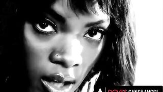 Black Sugar Ana Foxxx gets her pussy and ass pounded by four white cocks in a wild gangbang