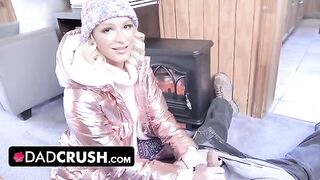 Pervert stepdad fucks his blonde stepdaughter Emma Hix on the tit