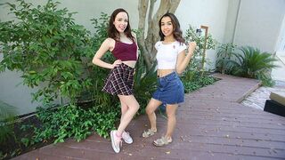 Hot stepdaughters Aliya Brynn and Jackie Rogen share a sticky finish