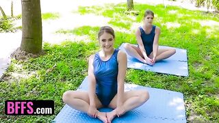 A flexible girl is fucking with her personal trainer in hardcore action