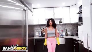 The lovely housekeeper, Luna, cleans up the big black mess