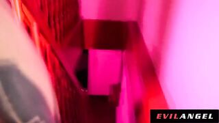 Cock craving Euro slut takes two cocks in her tight holes in a hot gangbang