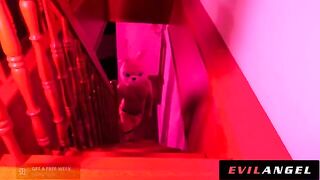 Cock craving Euro slut takes two cocks in her tight holes in a hot gangbang