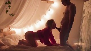A couple enjoy a passionate and intimate homemade moment together