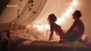 A couple enjoy a passionate and intimate homemade moment together