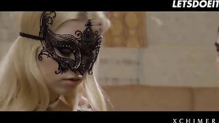 Luxury blonde Misha Cross fucked by two cocks in an intense session