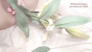 Bukkake and flowers in the ass of a Japanese girl in HD