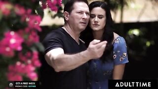 Pervert couple teach Haley Reed a lesson in taboo sex with a strap-on