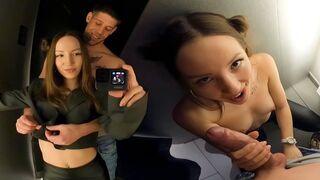Crazy and bold sex in the dressing room, just like a daring scene from a spicy homemade video!