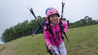 Squirt orgasm while paragliding at 2200 m above sea level