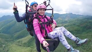 Squirt orgasm while paragliding at 2200 m above sea level