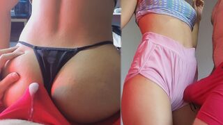 The guy broke cum through underwear during a sensual lap dance