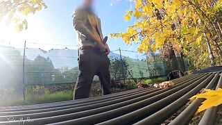 Public titty fuck with a slutty MILF in the park