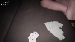 The guy played cards with his girlfriend and fucked her boobs