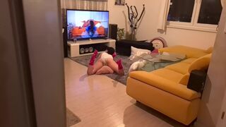 Horny stepsister got caught watching and getting fucked by cum