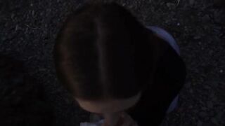 A cute girl was fucking with a guy on the beach and their friends spotted them
