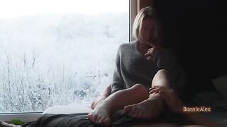 A pair of lovers have a tender evening sex