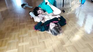 Girl is very much excited, guy fucks her hard on the floor