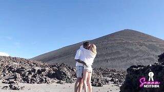 We climbed a volcano and he exploded into my mouth in a passionate encounter