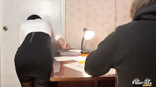 Instead of the exam, the student got fucked by her teacher in a steamy session