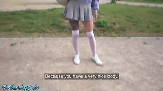 A young Italian woman is fucking outdoors for money with a stranger