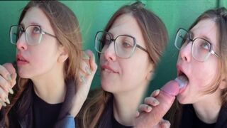 A blowjob in the middle of nowhere by a kinky stepsister